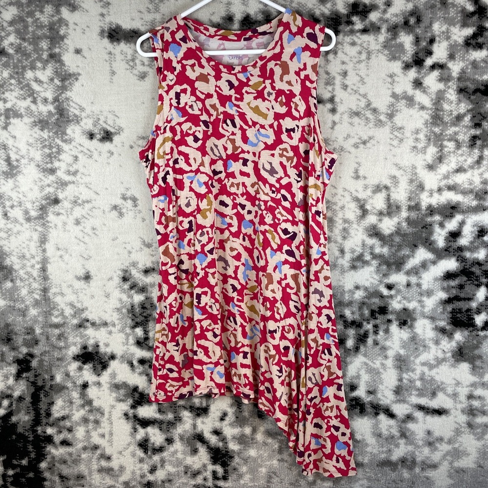 Logo Lori Goldstein Dress Women's Size‎ Extra Large Red Asymmetrical Hem Stretch